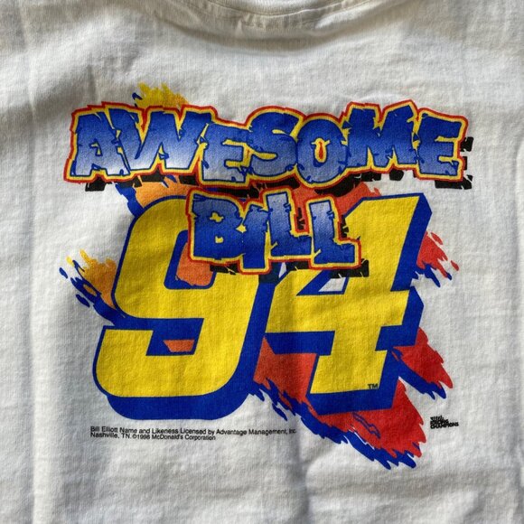 Vintage Bill Elliott NASCAR "Drive Thru Crew" T-Shirt Youth Size L McDonalds #94 - Picture 5 of 6
